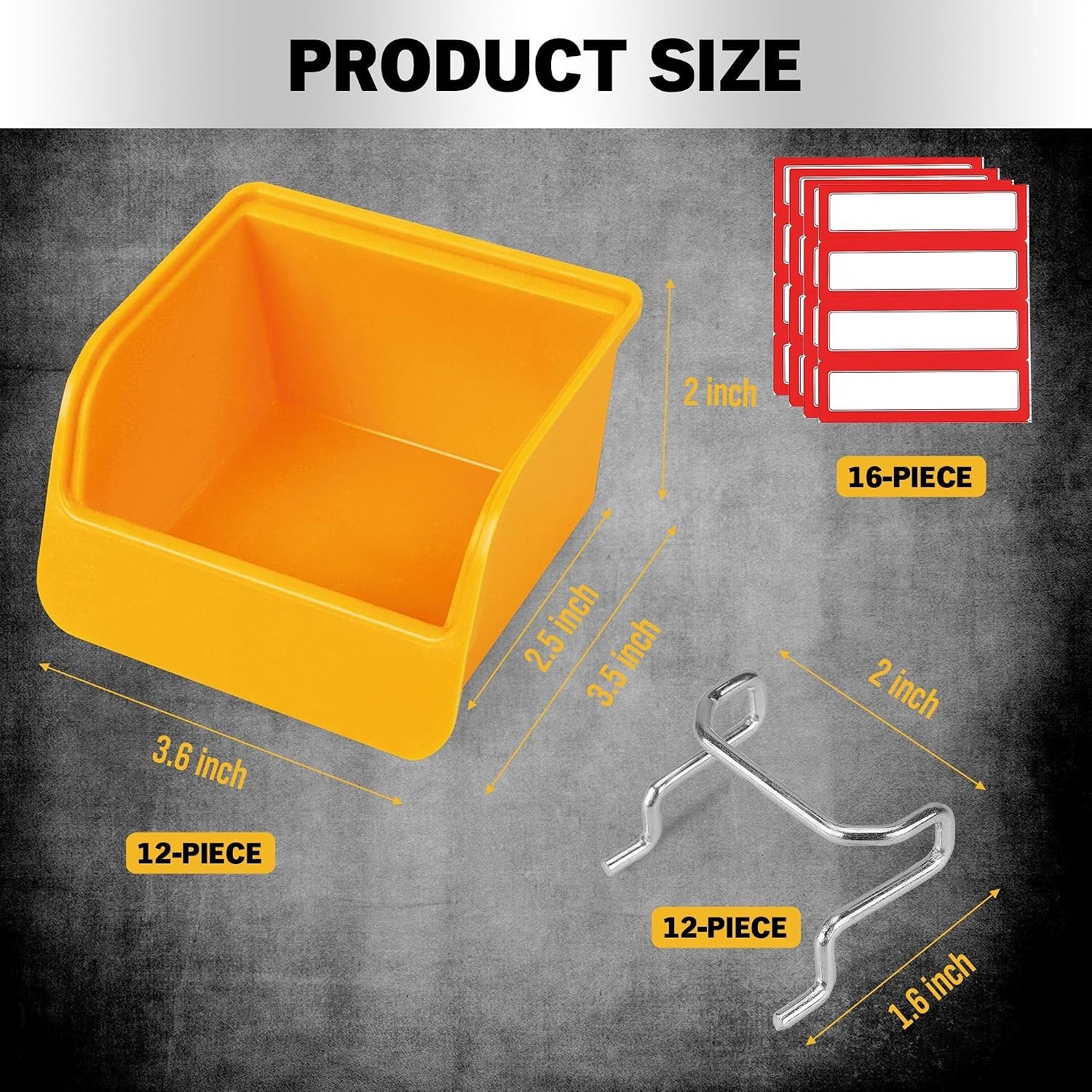 Versatile Pegboard Bins Storage Set - 12 Durable Bins with Labels Included