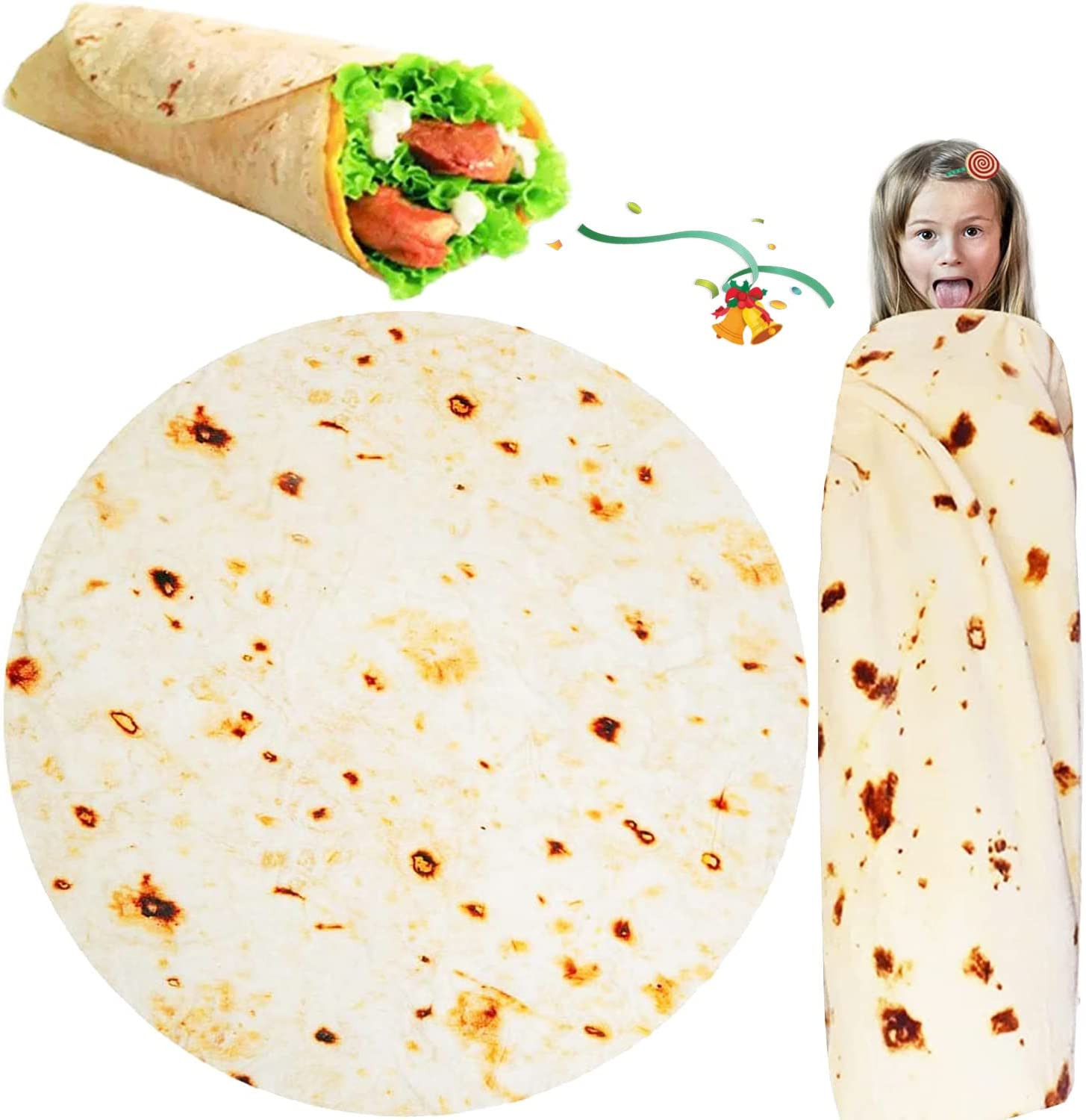 Burritos Tortilla Blanket Gifts for Adult and Kids Double Sided Funny Novelty...