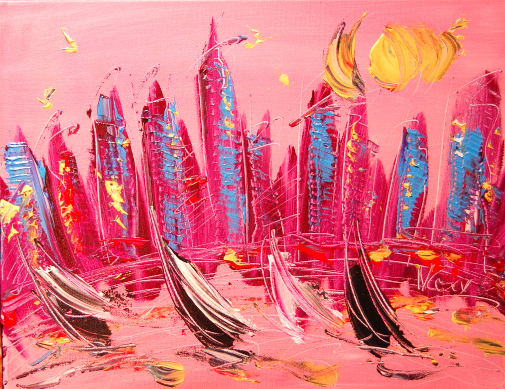 IMPRESSIONIST MODERN ART STRETCHED CANVAS  MUSIC COFFEE LANDSCAPE