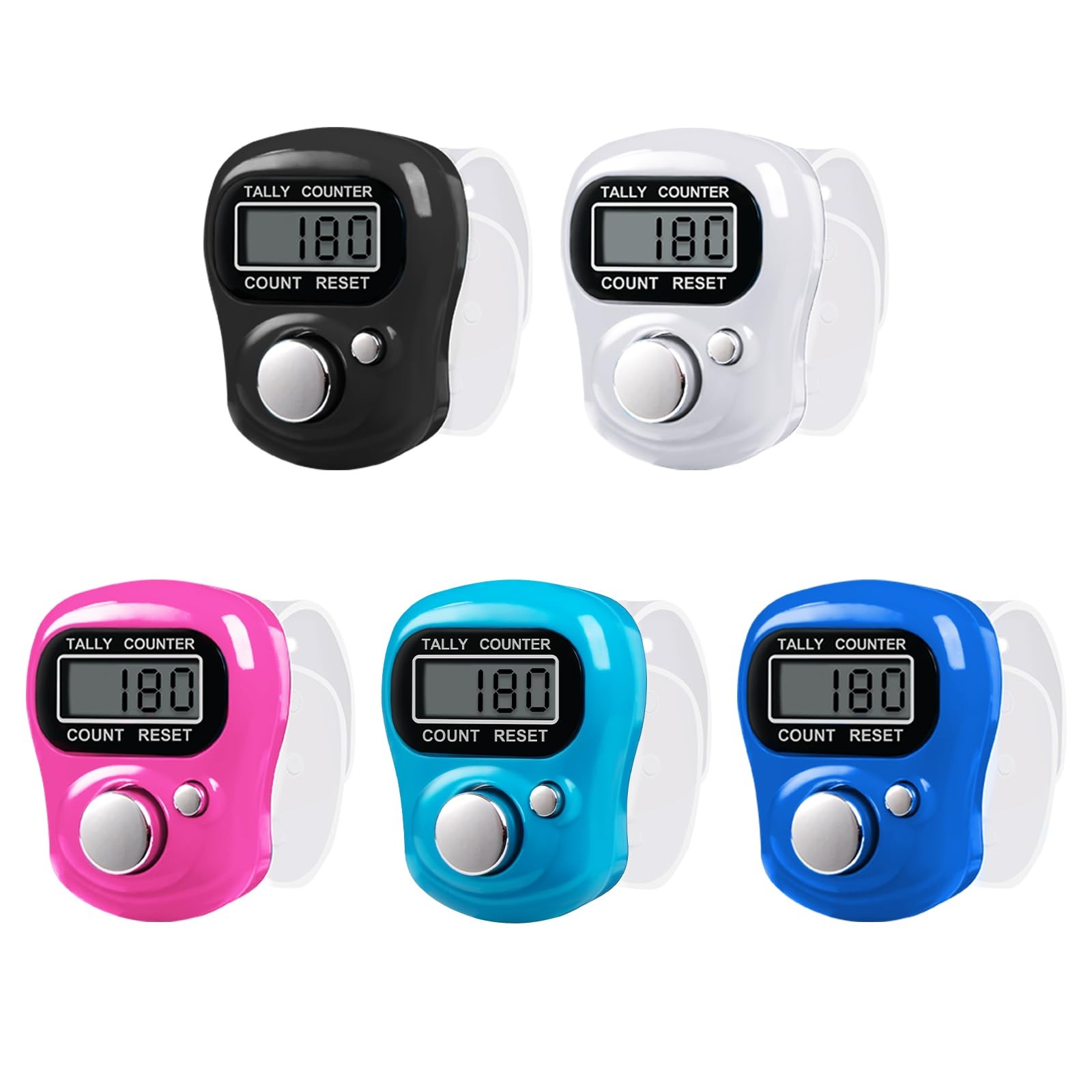5 Pack Finger Clicker Counter, Tally Counter with 5-Digit LCD Electronic Digi...