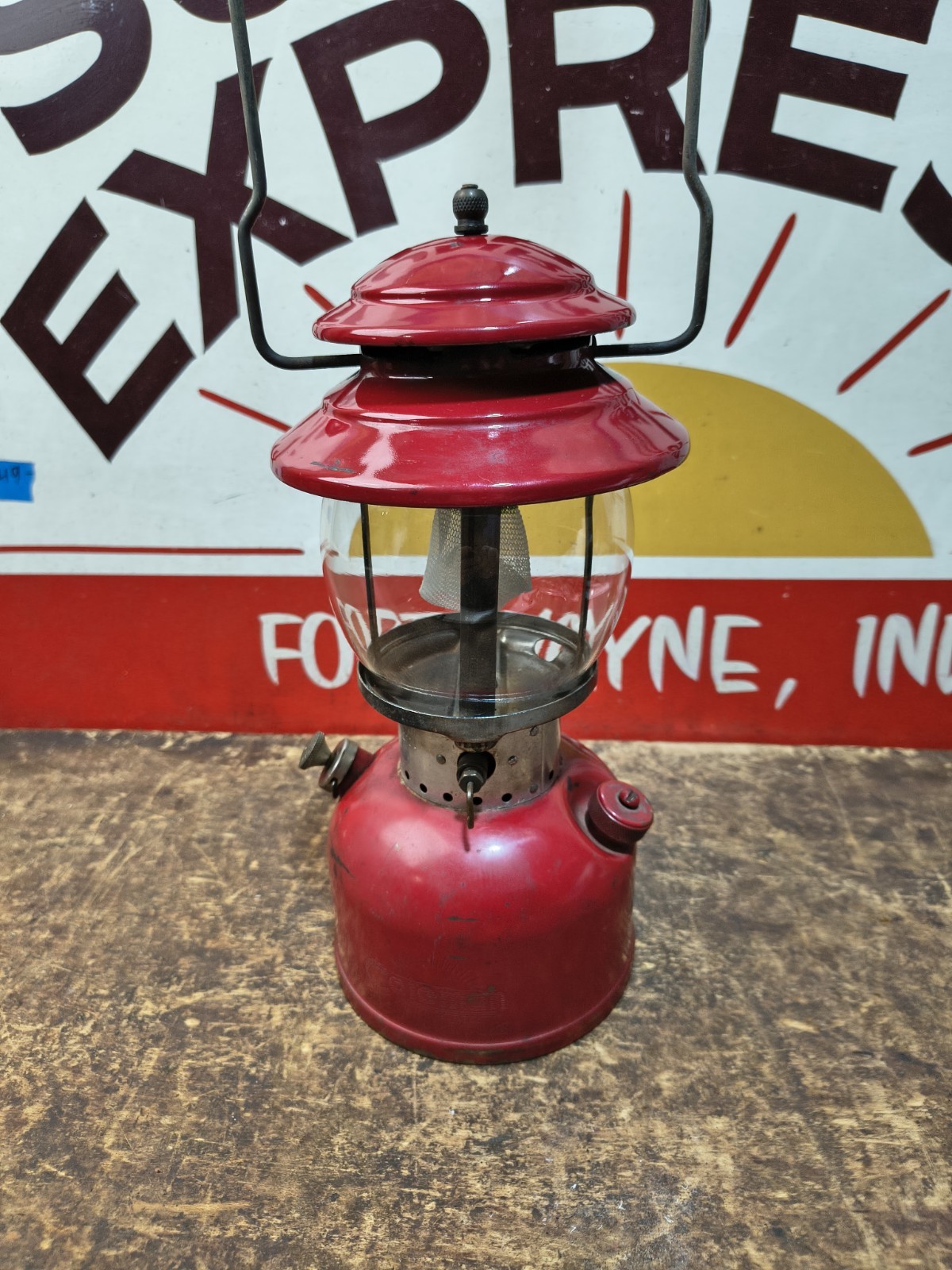 Coleman 1966 Lantern Red 200A with Globe Camping Dated 8/66 Tested Works