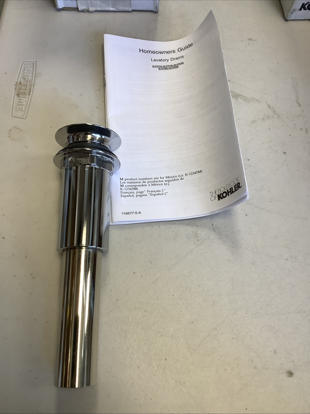 Kohler Bathroom Sink Drain. Polished Chrome. 7726-CP