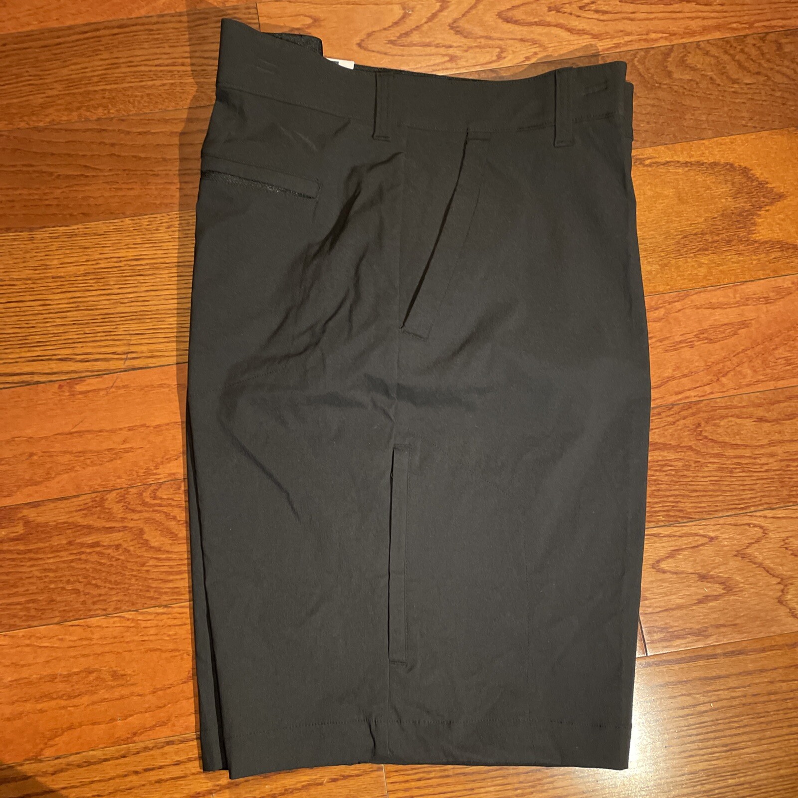 NWT Mens George Solid Black Flat Front Stretch Utility Shorts Size 42