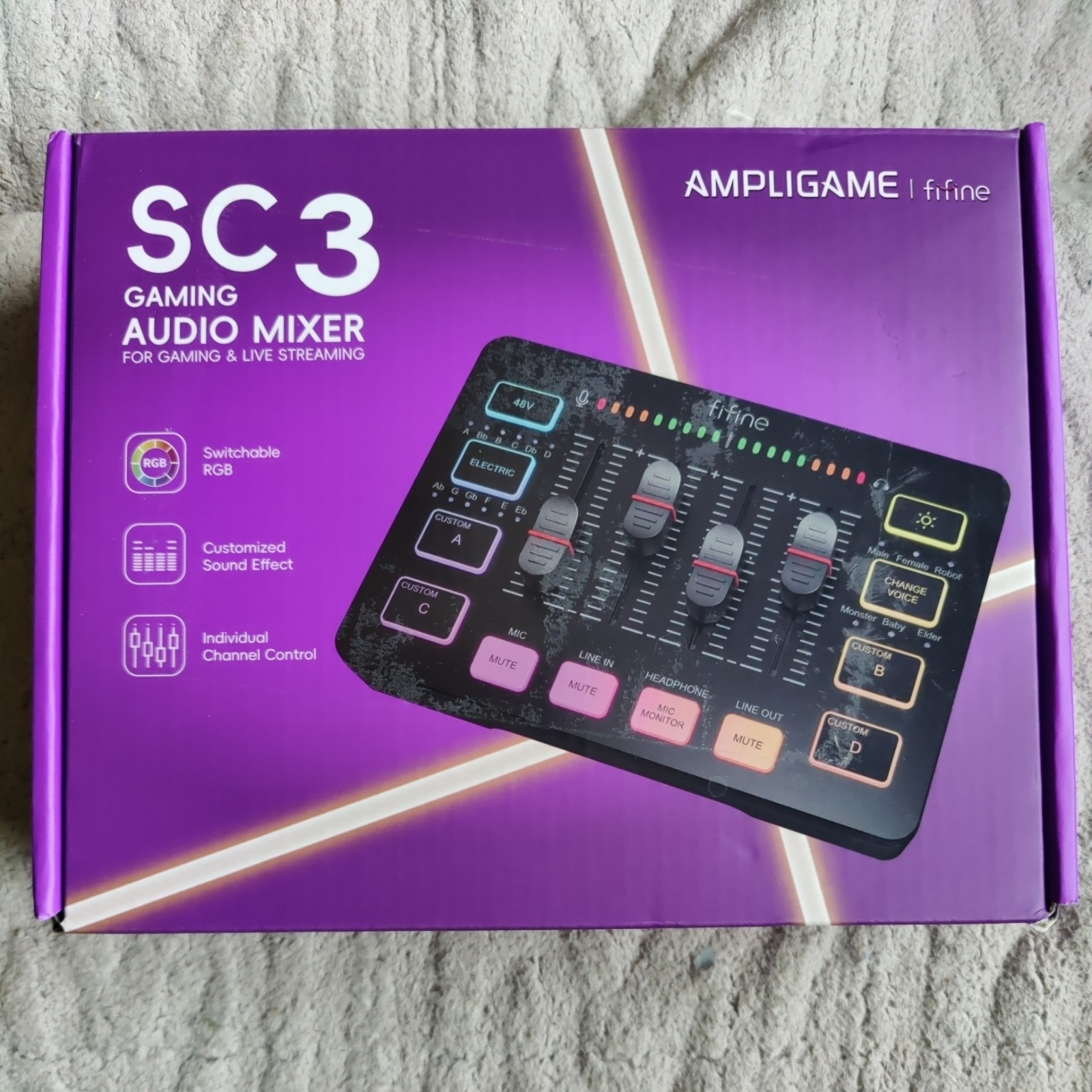 FIFINE Audio Mixer RGB Streaming PC Gaming Audio Mixer, Fifine Ampligame SC3 NEW