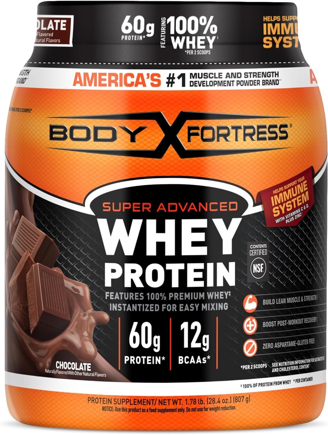 Body Fortress Super Advanced 100% Premium Whey Protein Powder 1.78lbs