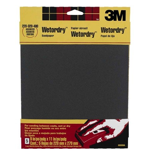3M Wetordry Sandpaper 9088DC-NA 9 in x 11 in Assorted grit 5 sht pk (10EA)