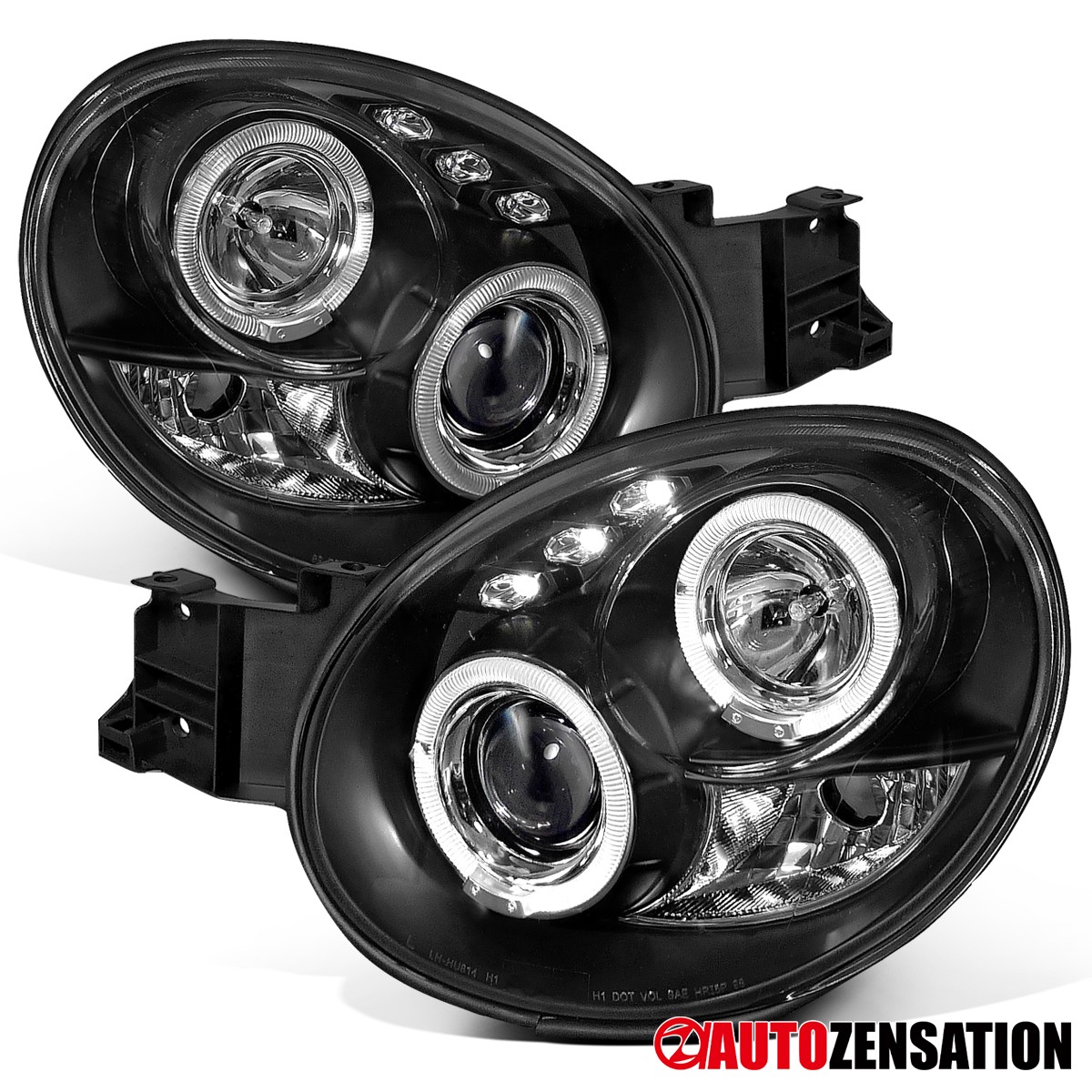 Fit 2002-2003 Subaru Impreza WRX Black LED Halo Projector Headlights Left+Right