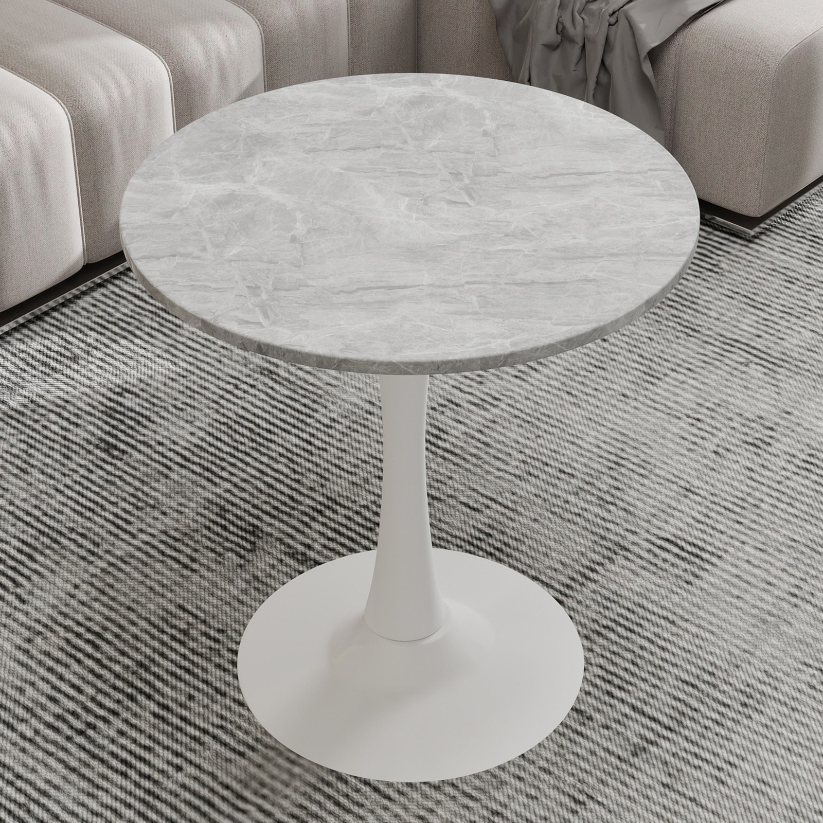27.6-inch white coffee table, mid-century modern style dining table, suitable