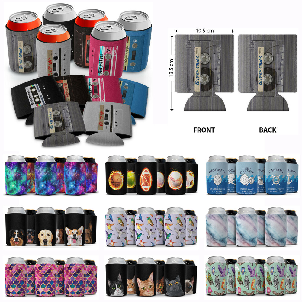 6 pcs Can Bottle Cooler Wrap Sleeves Collapsible Holder for Soda Beer Can Drink