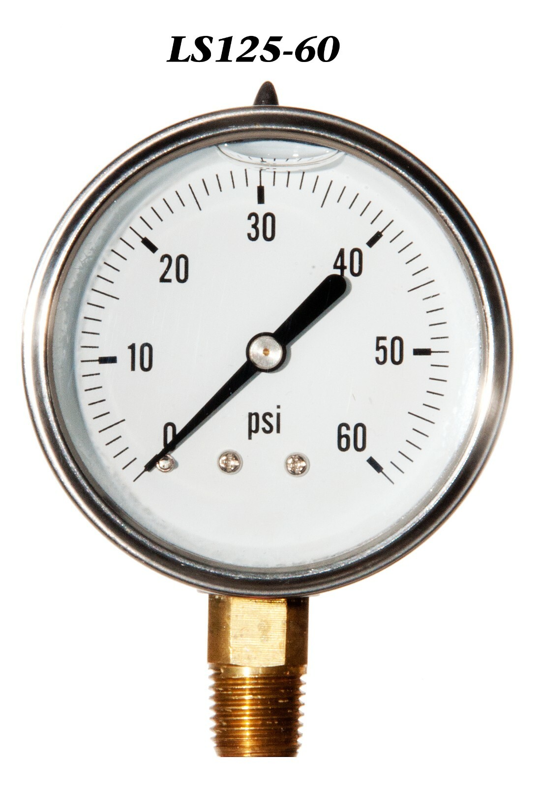 Pressure Gauge 0-60 PSI, Liquid Filled 2.5” Stainless Steel  1/4"  NPT LM