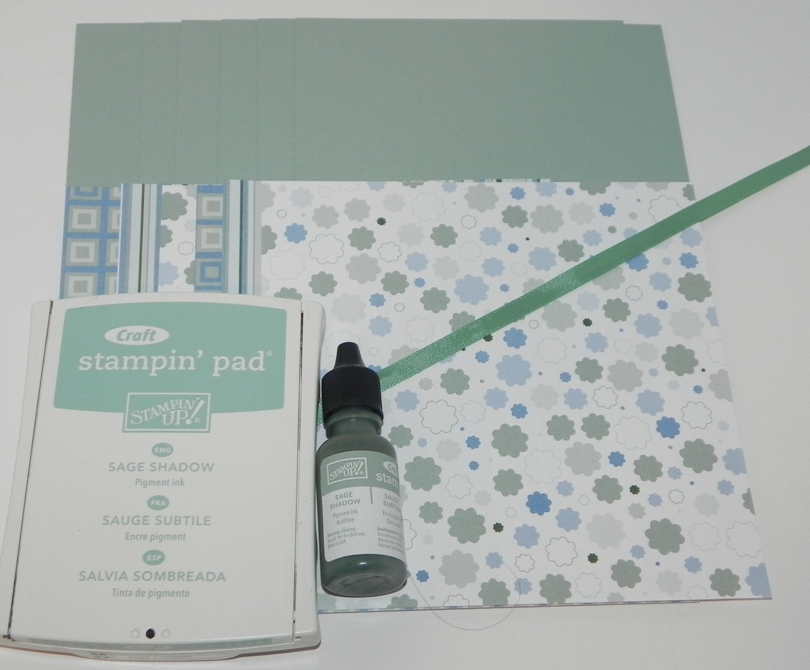 SAGE SHADOW CRAFT INK PAD REFILL 6X6 DESIGNER PAPER A2 CARDSTOCK STAMPIN UP