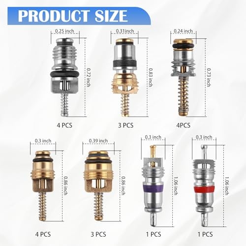102PCS AC Valve Core Kit,Double Head AC Valve Core Removal Tool with 100PCS