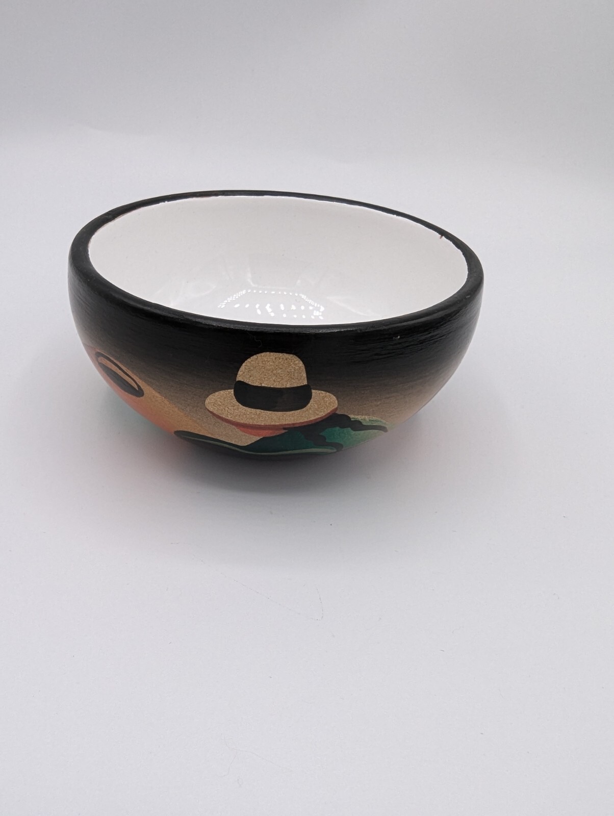 Vintage Peruvian Adalid Sm. Pottery Bowl Folk Art Hand Painted Handmade