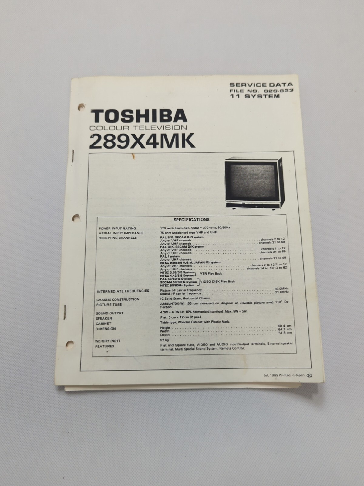 Toshiba 289X4MK Color  TV Television Service Manual *Original* Power BOARD DIAGR