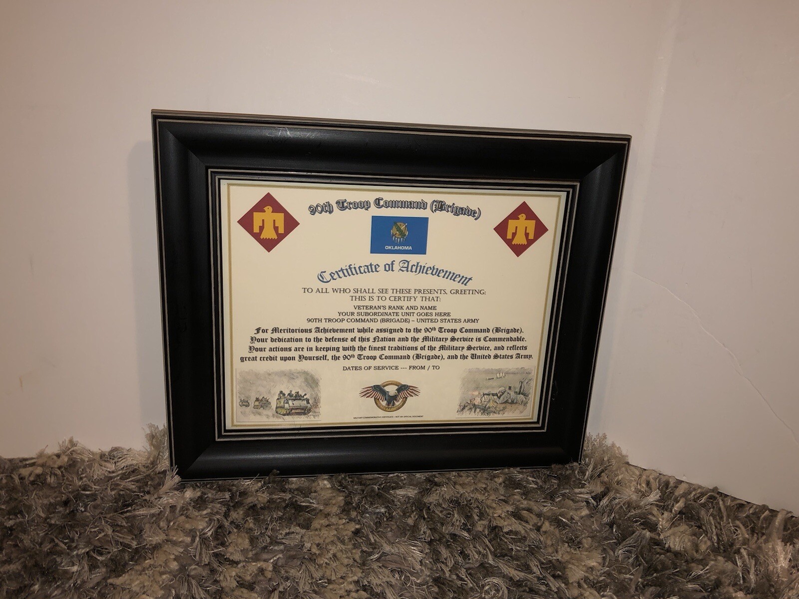 90TH TROOP COMMAND (BRIGADE) - COA / (COMMEMORATIVE CERTIFICATE)