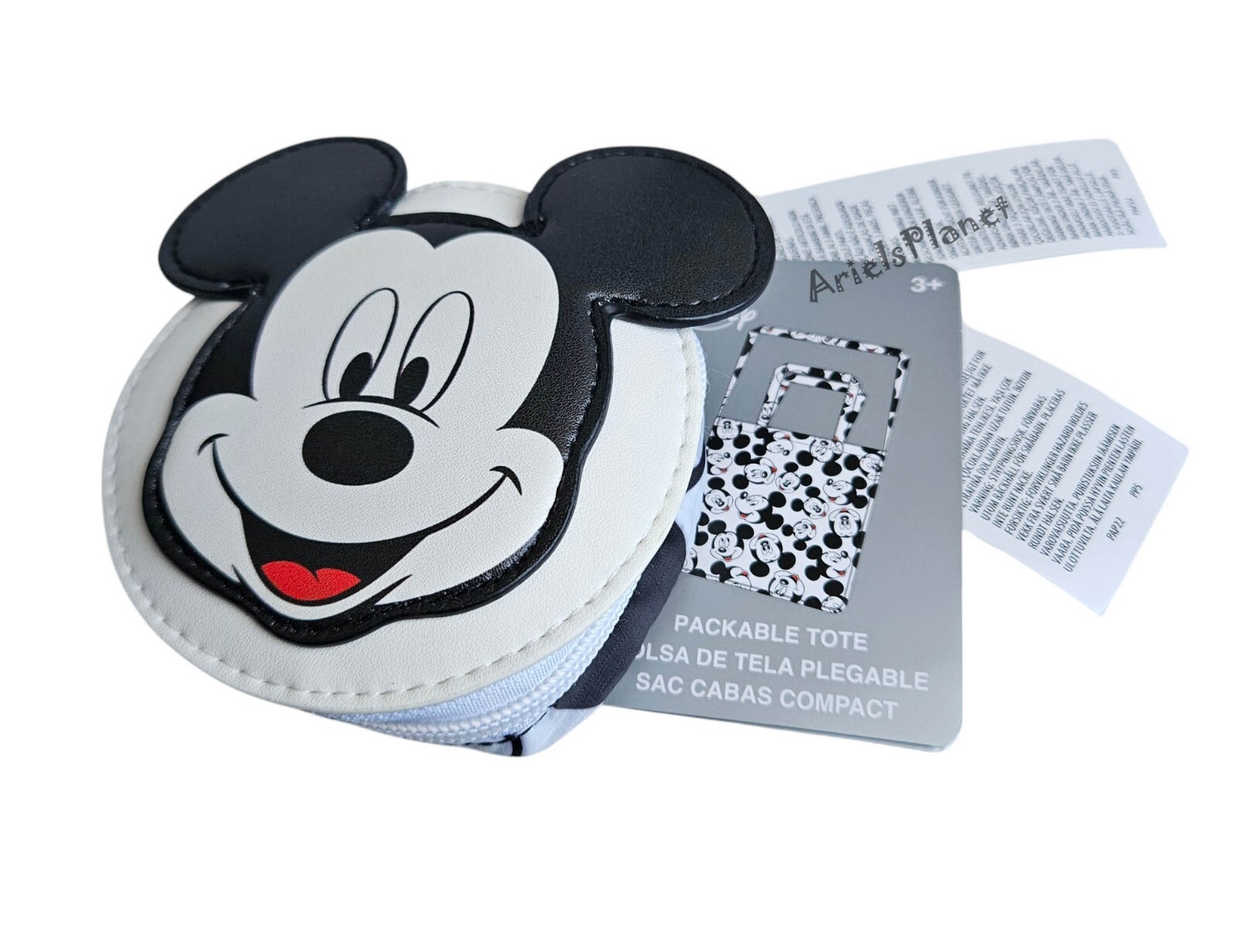 Disney Parks Mickey Mouse Ear Packable Potable Tote Bag