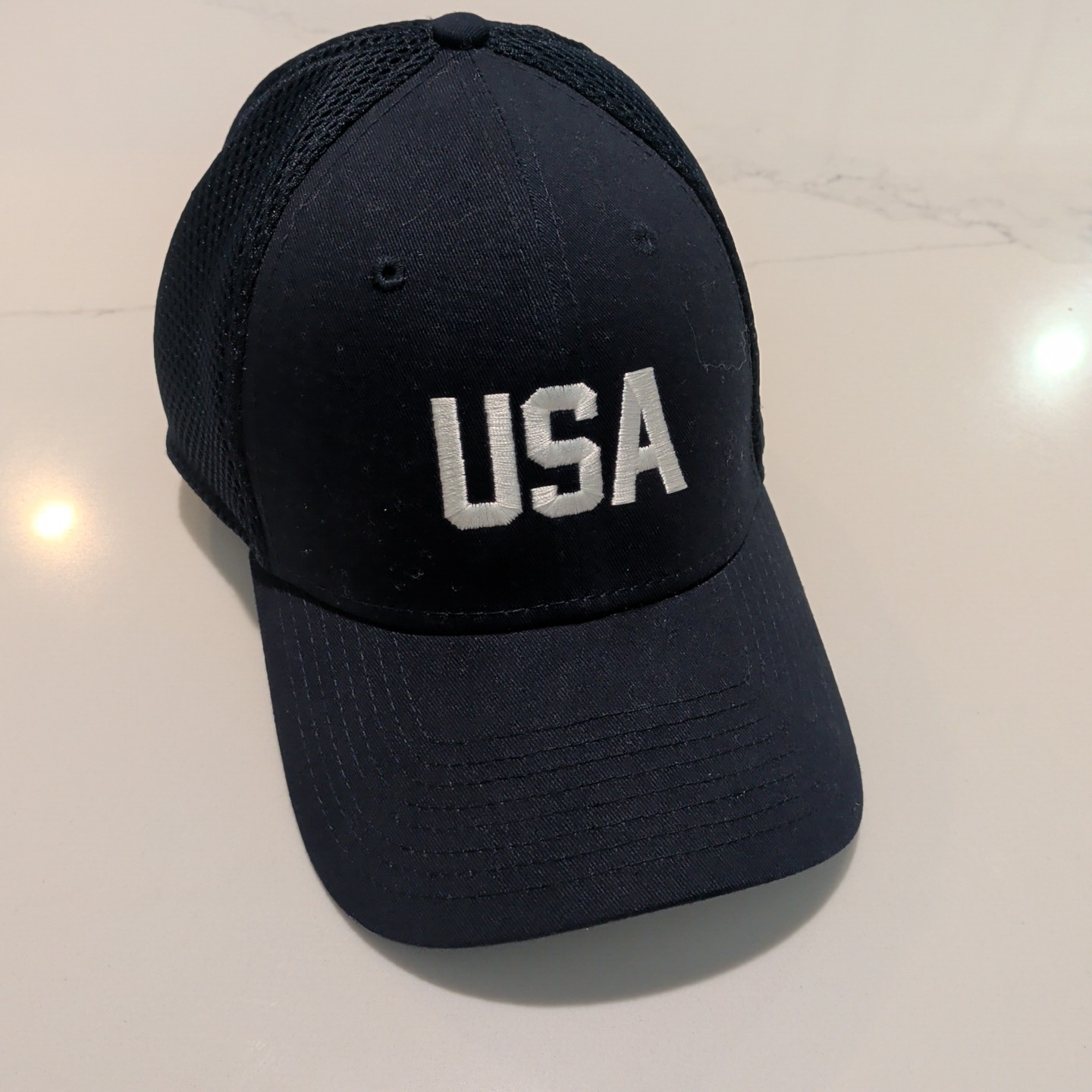 New Mens New Era 39Thirty Navy Blue USA Medium/Large Fitted Golf Hat
