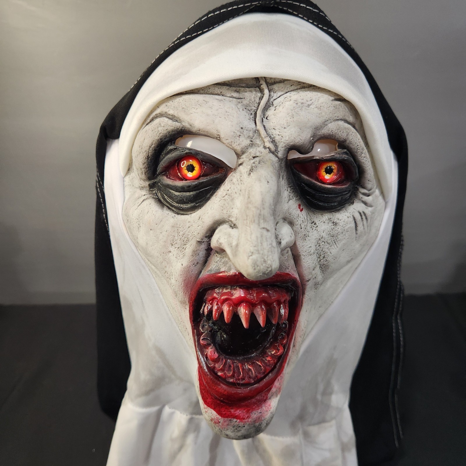 Scary Nun Latex Mask Headscarf Horror Halloween Cosplay Costume Adult