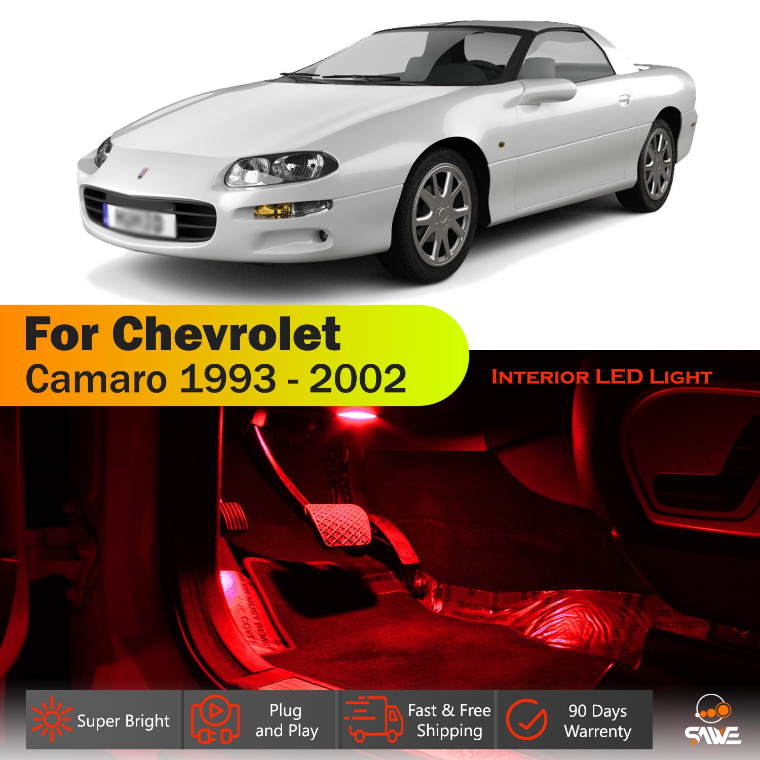 11 x For 1993 - 2002 Chevy Camaro Interior LED Lights Bulb 194 Package Kit - Red