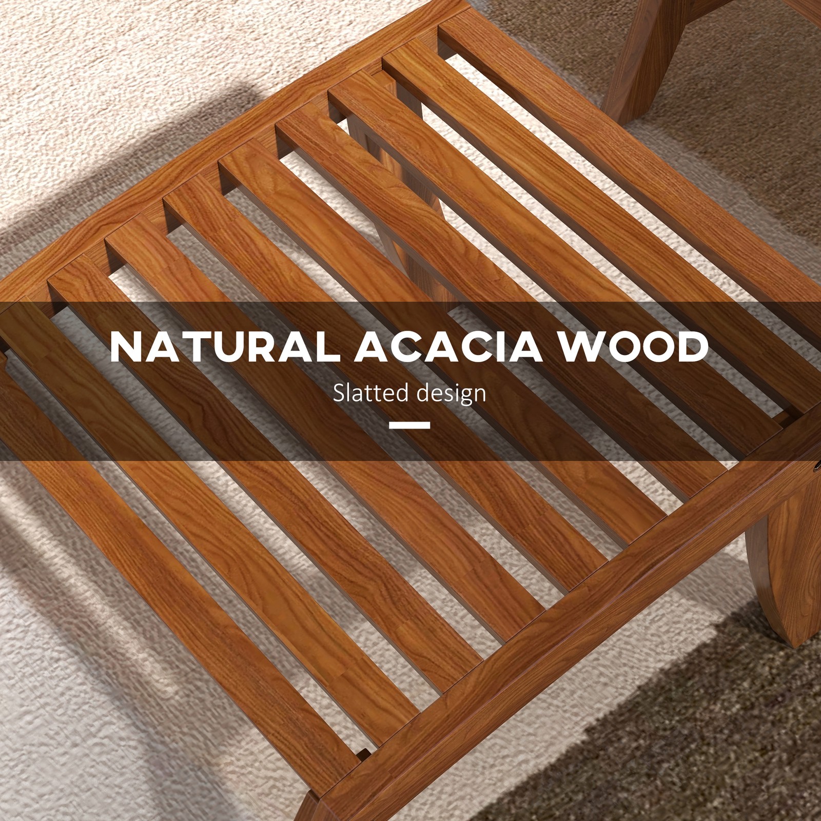 4-Piece Acacia Wood Patio Set, 2 Chairs & 2 Footstools with Cushions, Teak