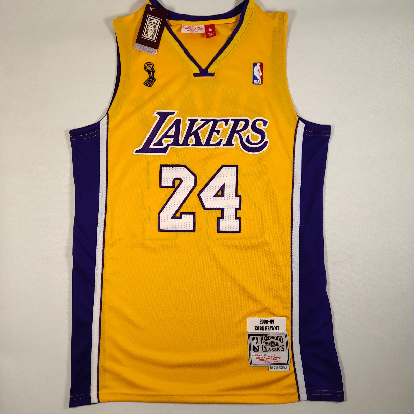 Kobe Bryant #24 V-neck yellow  jersey, embroidered, size S-2XL