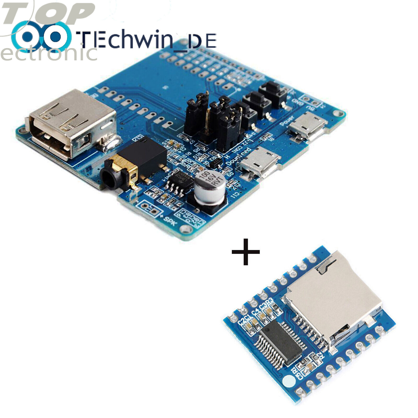 Mini MP3 Serial Voice Control Module MCU IO Control SD/TF Card Sound Module