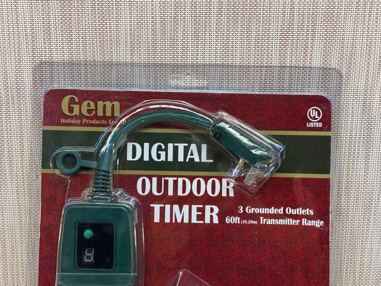 Gem CAT NO 0599 Digital Outdoor Timer 3 Grounded Outlets 60ft Transmitter Range
