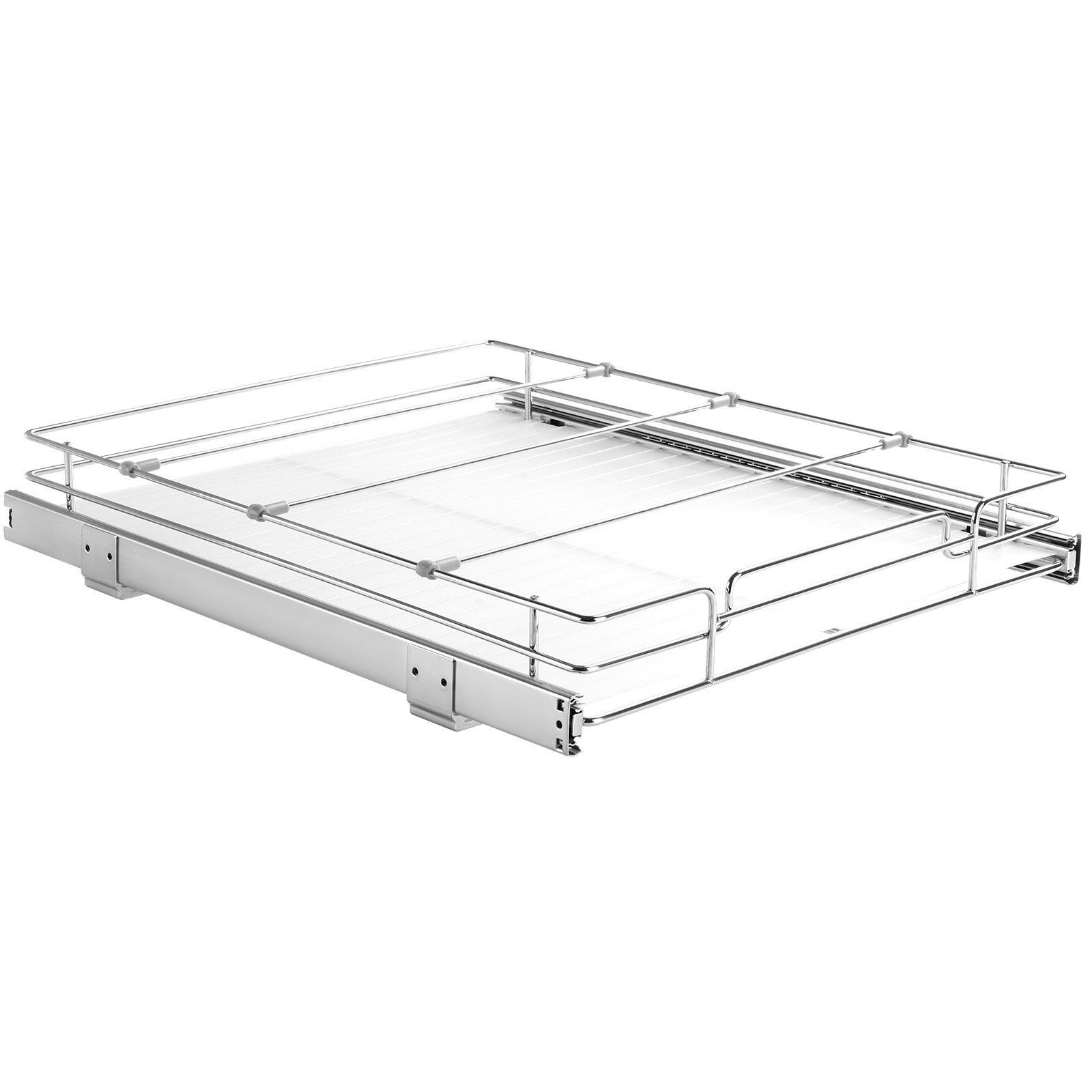 14" x 21" Pull Out Cabinet Organizer Slide Out Pantry Shelf Chrome Steel Drawer