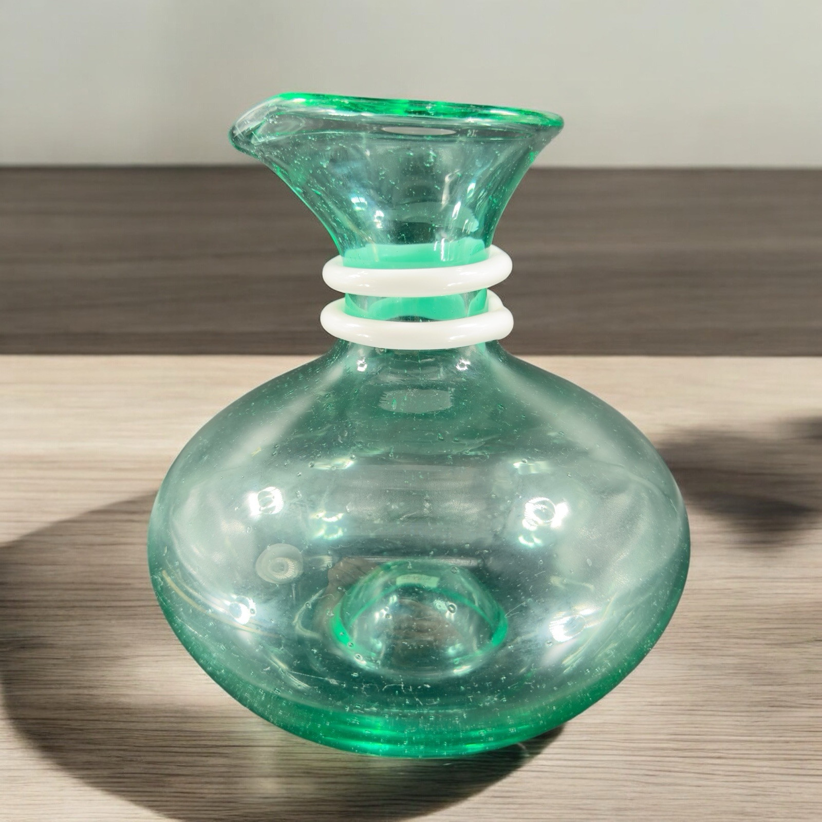 Paola Navone Riviera Crate And Barrel Glass Vase Carafe Decanter Green Signed