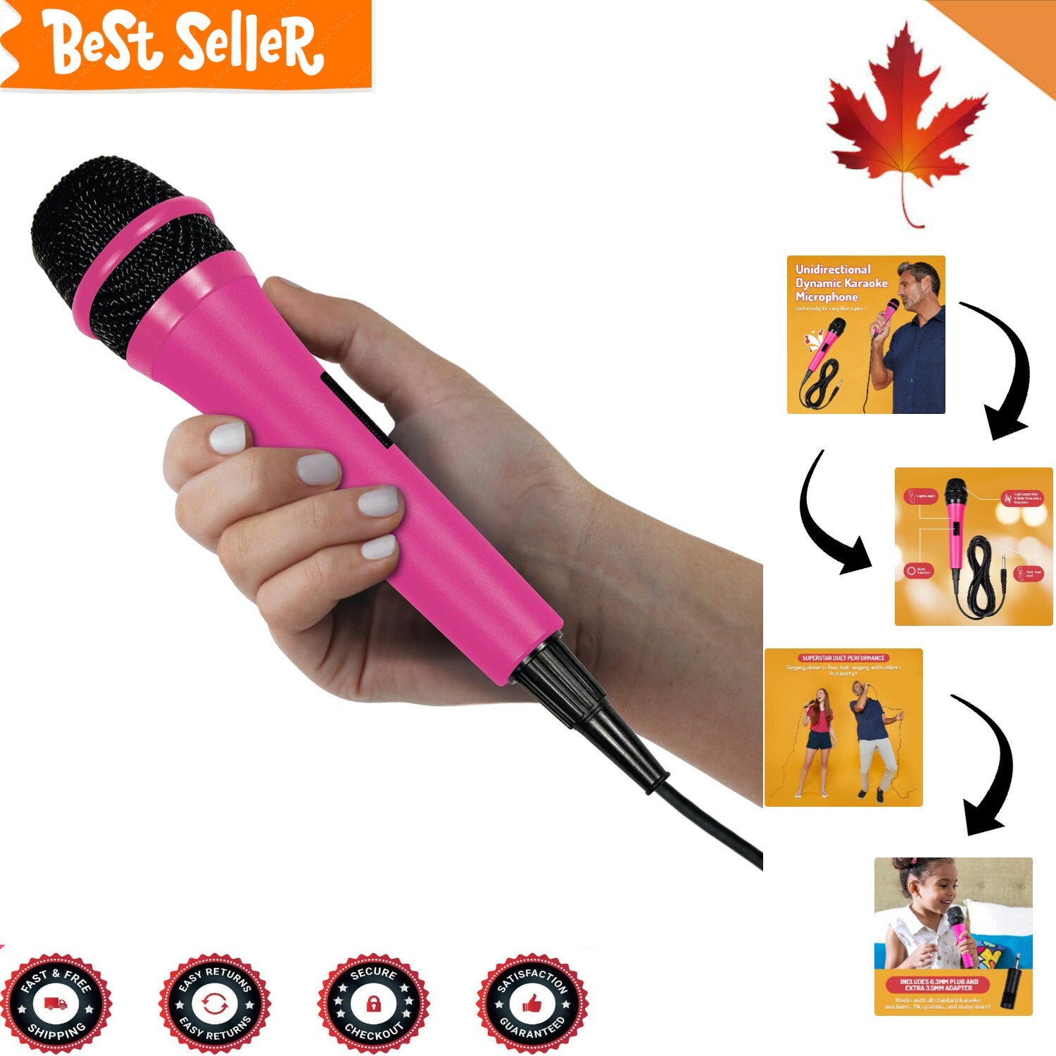 Uni-Directional Dynamic Microphone - Wide Frequency Response - Pink