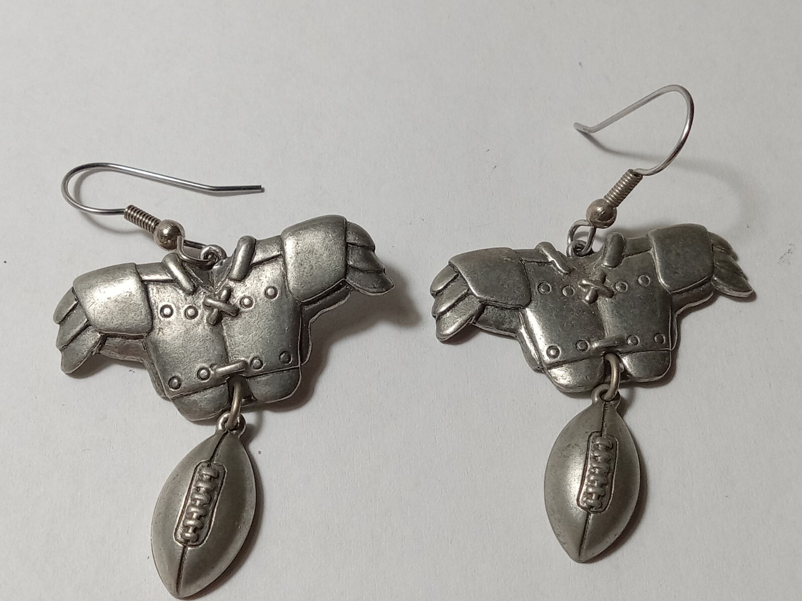 Vintage Clif Pewter Football and Jersey Dangle Earings