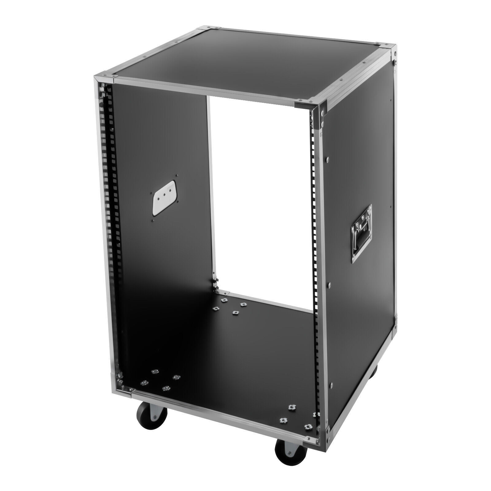 16U Cabinet Rolling Network Rack Audio Studio Video Telecom Equipment Rack Black