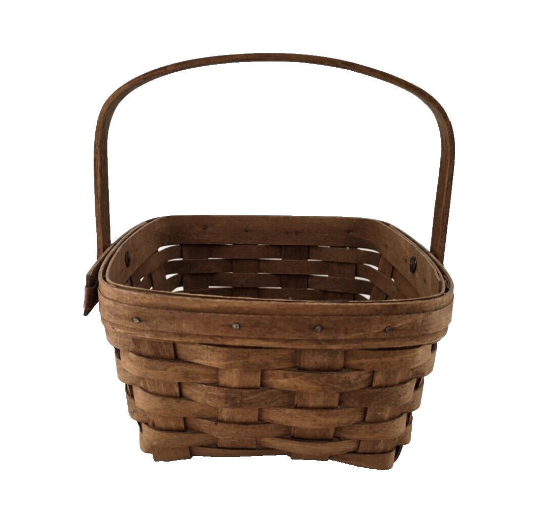 CLK 1989 Longaberger Berry Fruit Basket Swing Handle Square 8.5 x 8.5 x 5