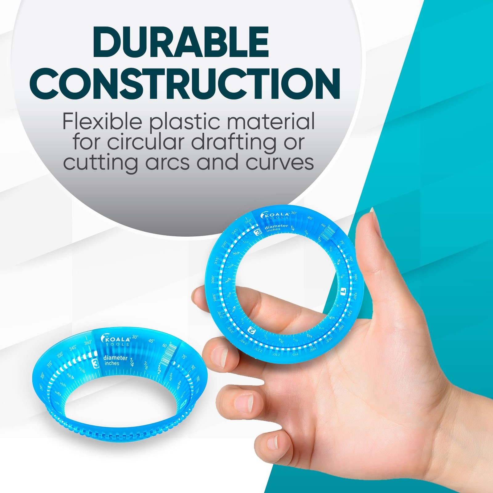 Koala Tools - Mini Ring Ruler for Circle Templates and Surfaces, Circular Rul...