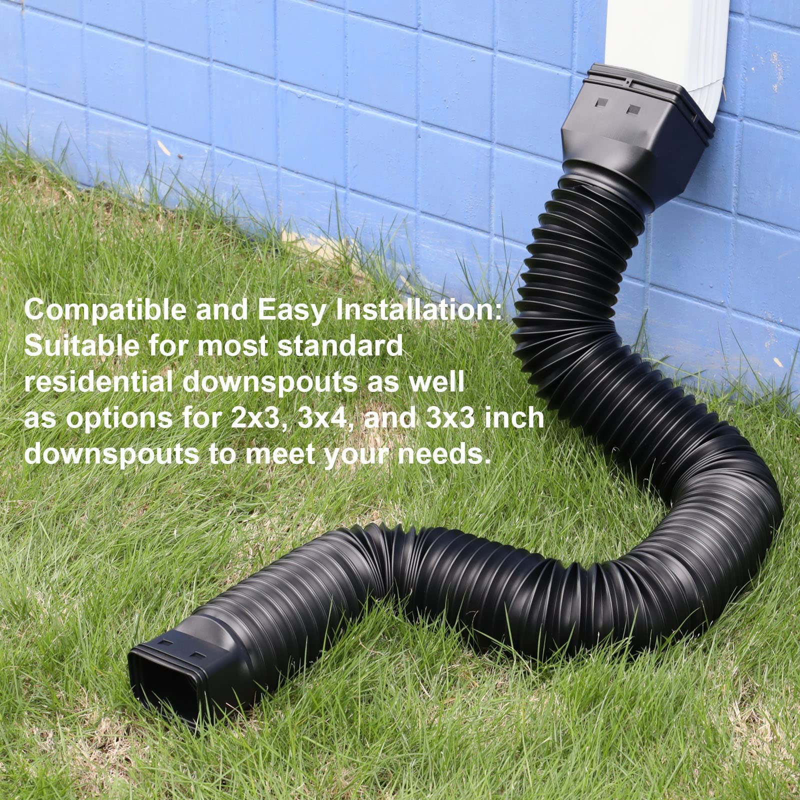 Black 1-Pack Rain Gutter Downspout Extensions Flexible, Drain Downspout Extender