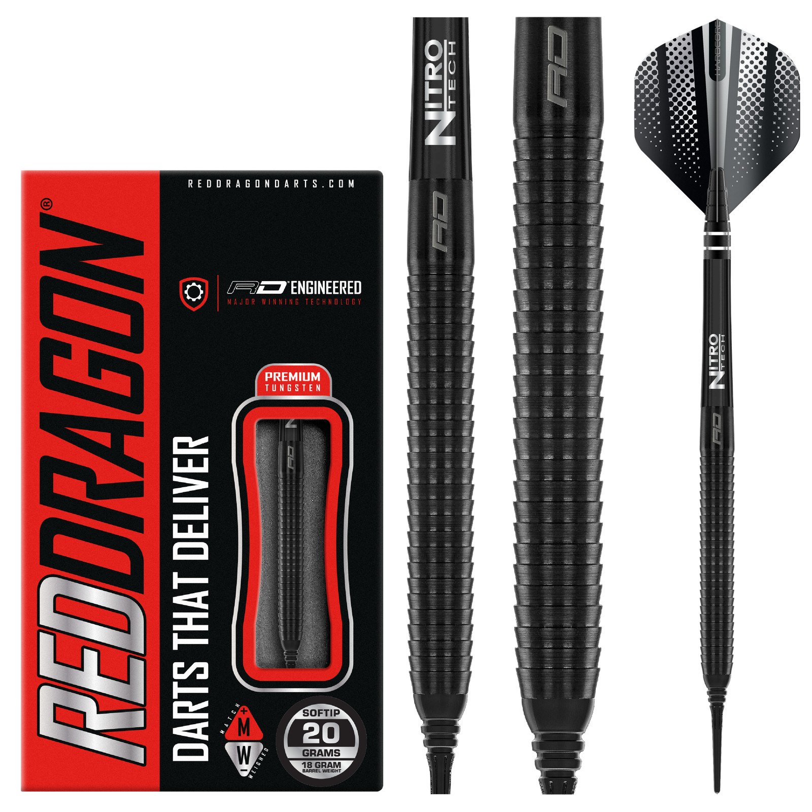 Red Dragon Razor Edge Black Soft Tip Darts - 20g