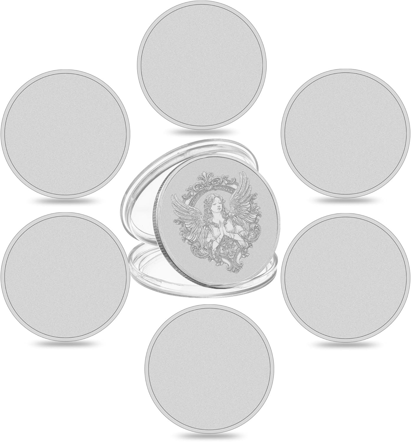 SQEYYGI 6PCS Blank Challenge Coins for Laser Engraving, 40Mm Blank Metal Coins w
