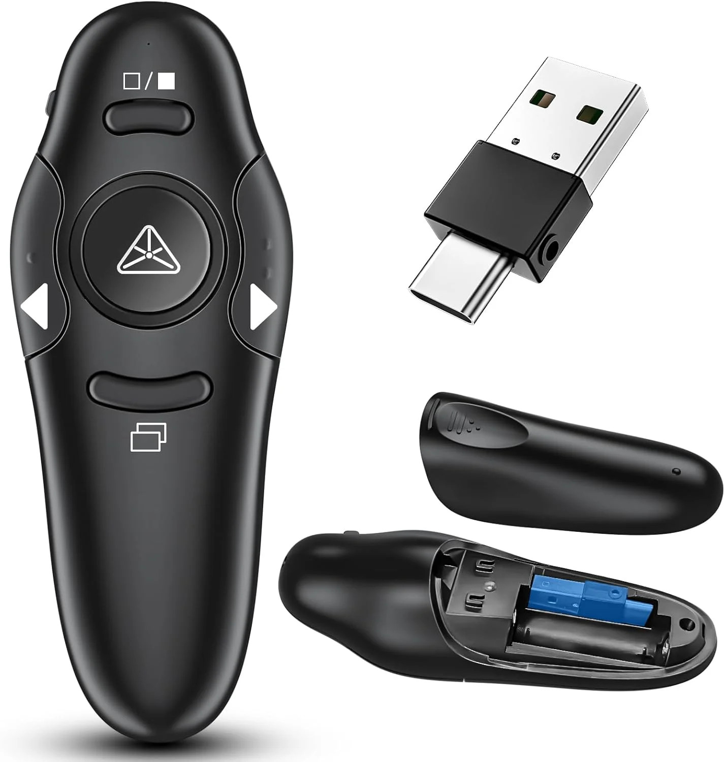 2-in-1 USB C Presentation Clicker Wireless Presenter Remote for PC Mac Laptop