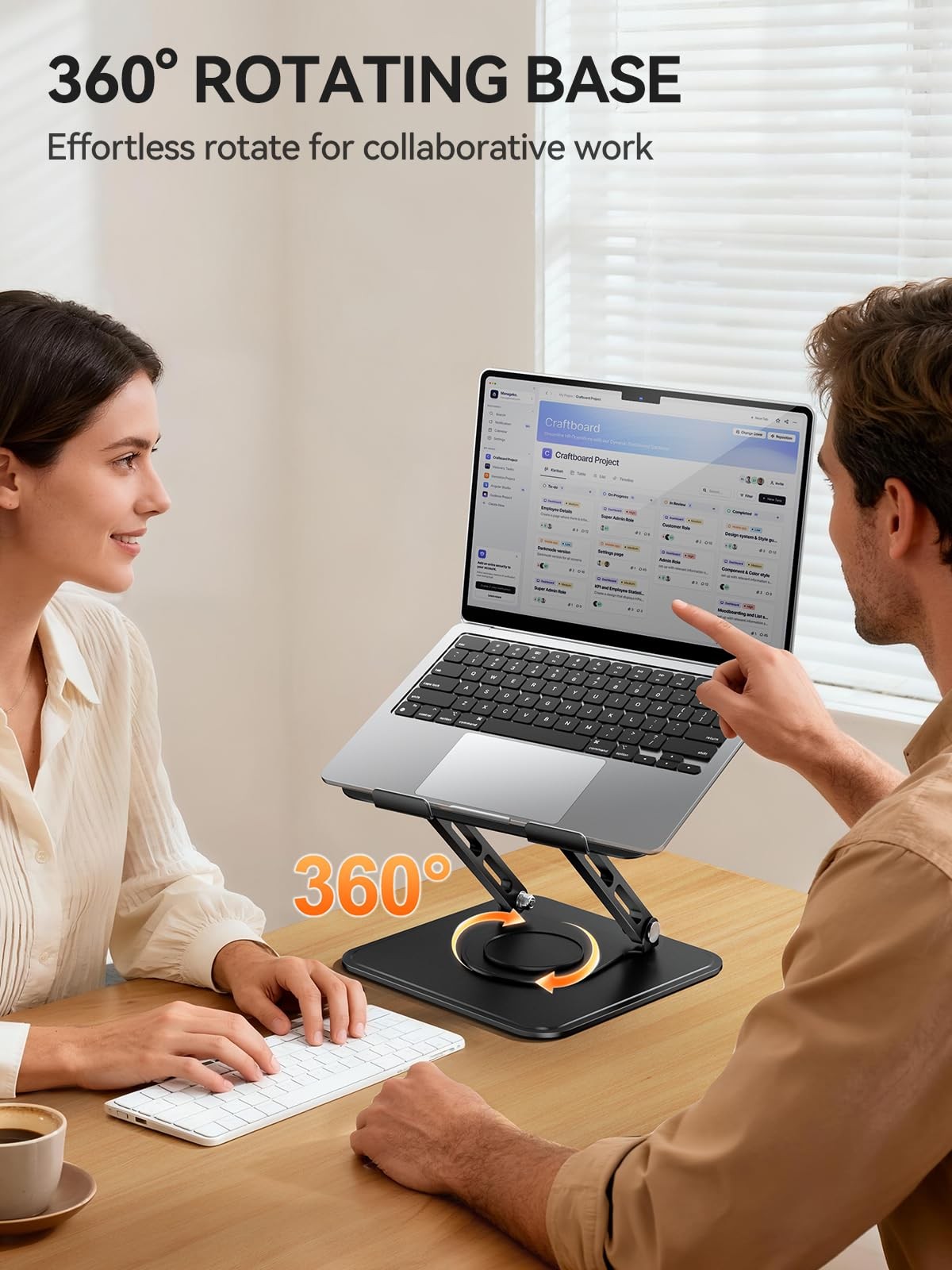Tonnee Laptop Stand Desk Adjustable Computer Stand Holder 360° Rotating Base Erg
