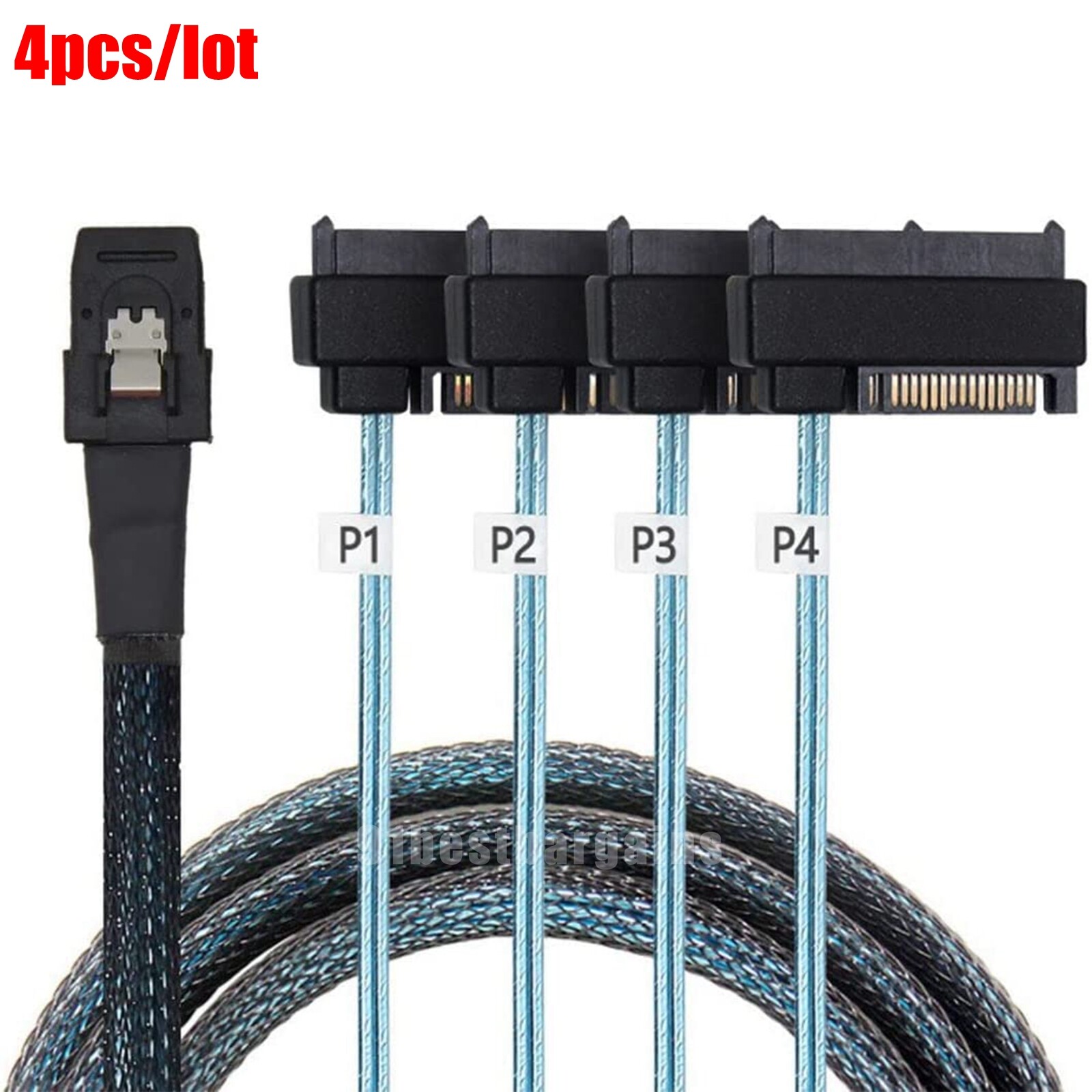 4X Mini SAS 36P SFF-8087 to 4 SFF-8482 Connectors With SATA Power Cable @US