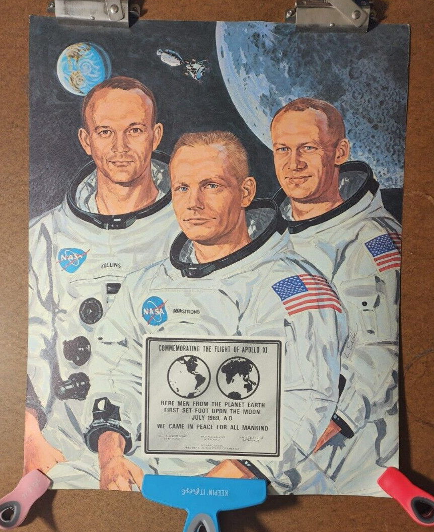 NASA Poster - Commemorating the Apollo XI  - Armstrong, Collins, Aldridge