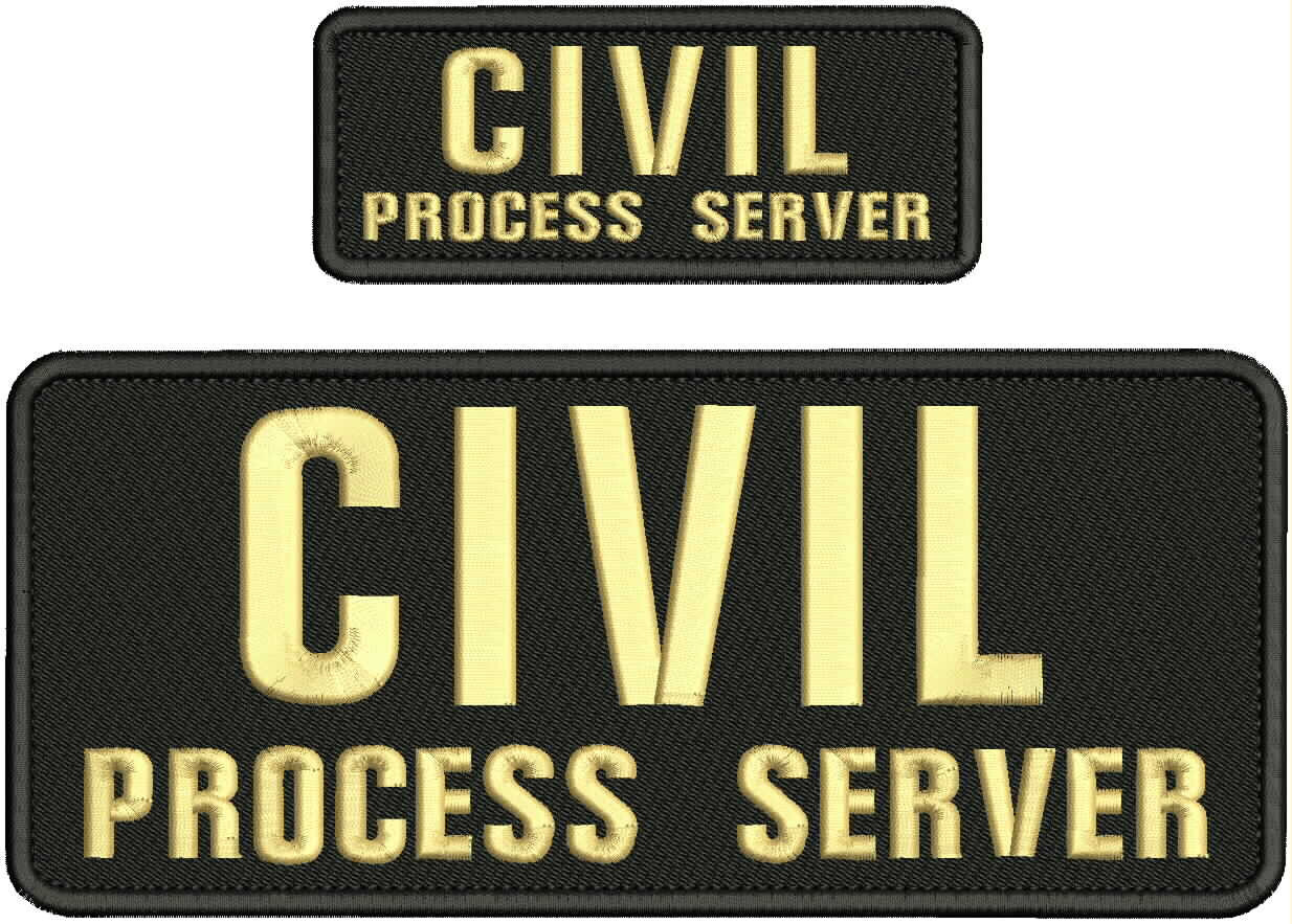 CIVIL P SERVER EMBROIDERY PATCH 4X10 AND 2X5 HOOK ON BACK tan on black