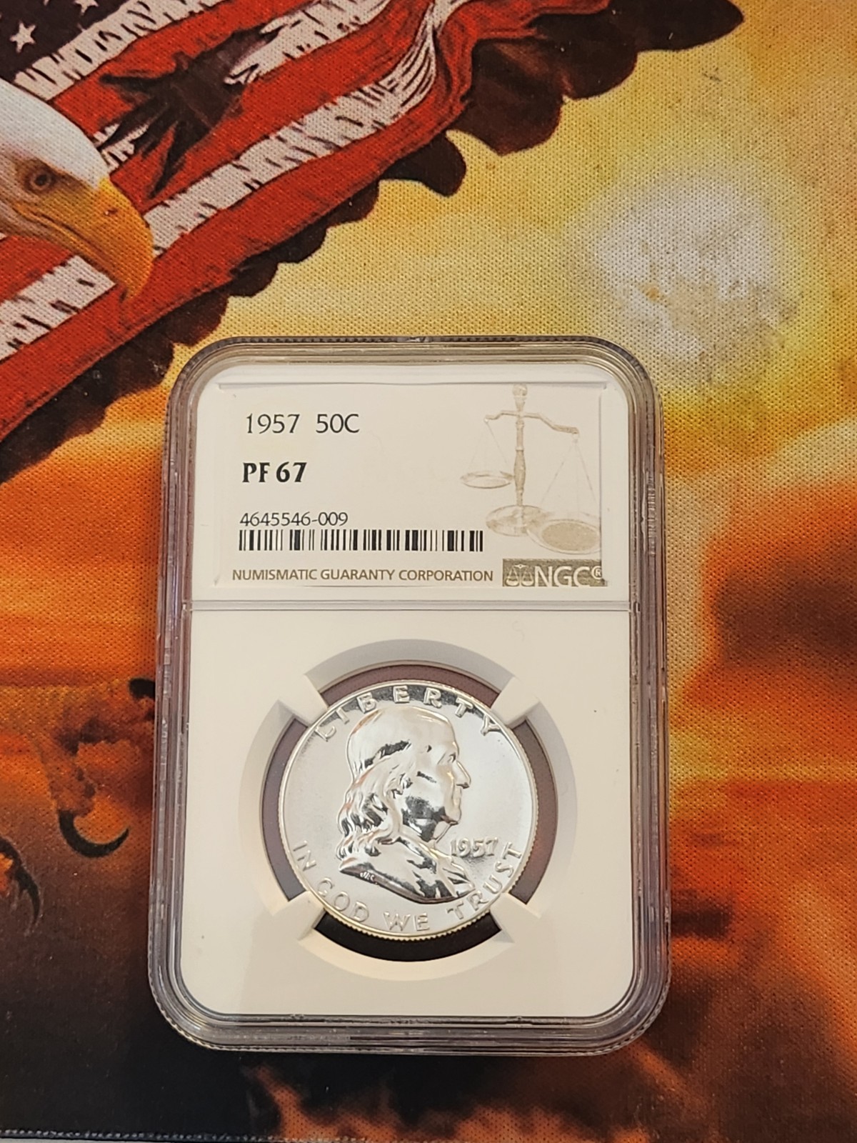 1957 Franklin Half Dollar  Silver  PF 67 NGC  graded