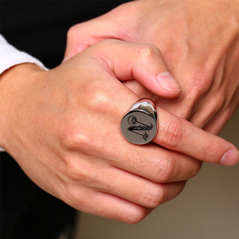 Mens Signet Ring Signature Ring Silver Initials Custom Royal Initialen Letters