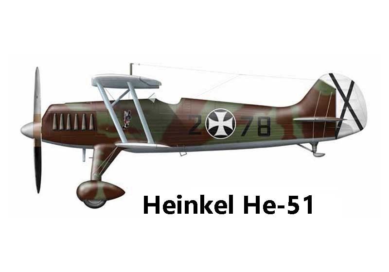 Model Airplane Plans (UC): Heinkel He-51 1/12 Scale 36" for .29-.49 (Musciano)