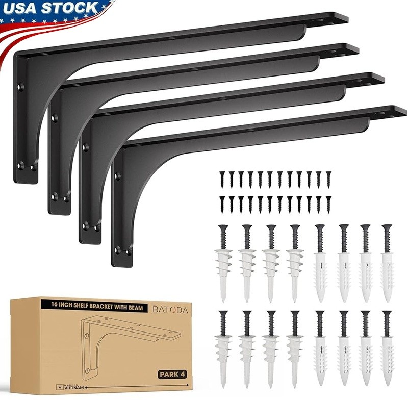 Heavy Duty Shelf Brackets Wall Mounted Support DIY Open Shelving Set of 4 New