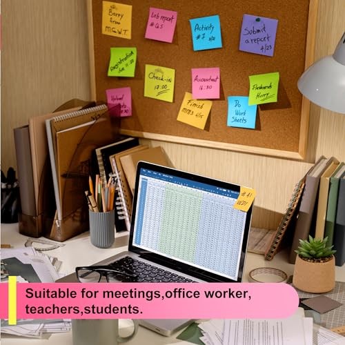 Sticky Notes - 12 Pads, 3”x3” - Colorful Self-Stick Post Notes Bulk - Square