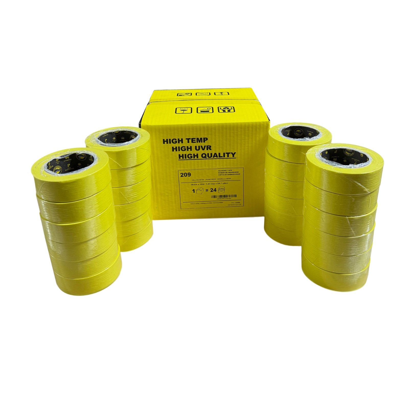 Vibac 1-1/2 inch (36mm X 50m) Premium Automotive Masking Yellow 209 Tape 24 Roll