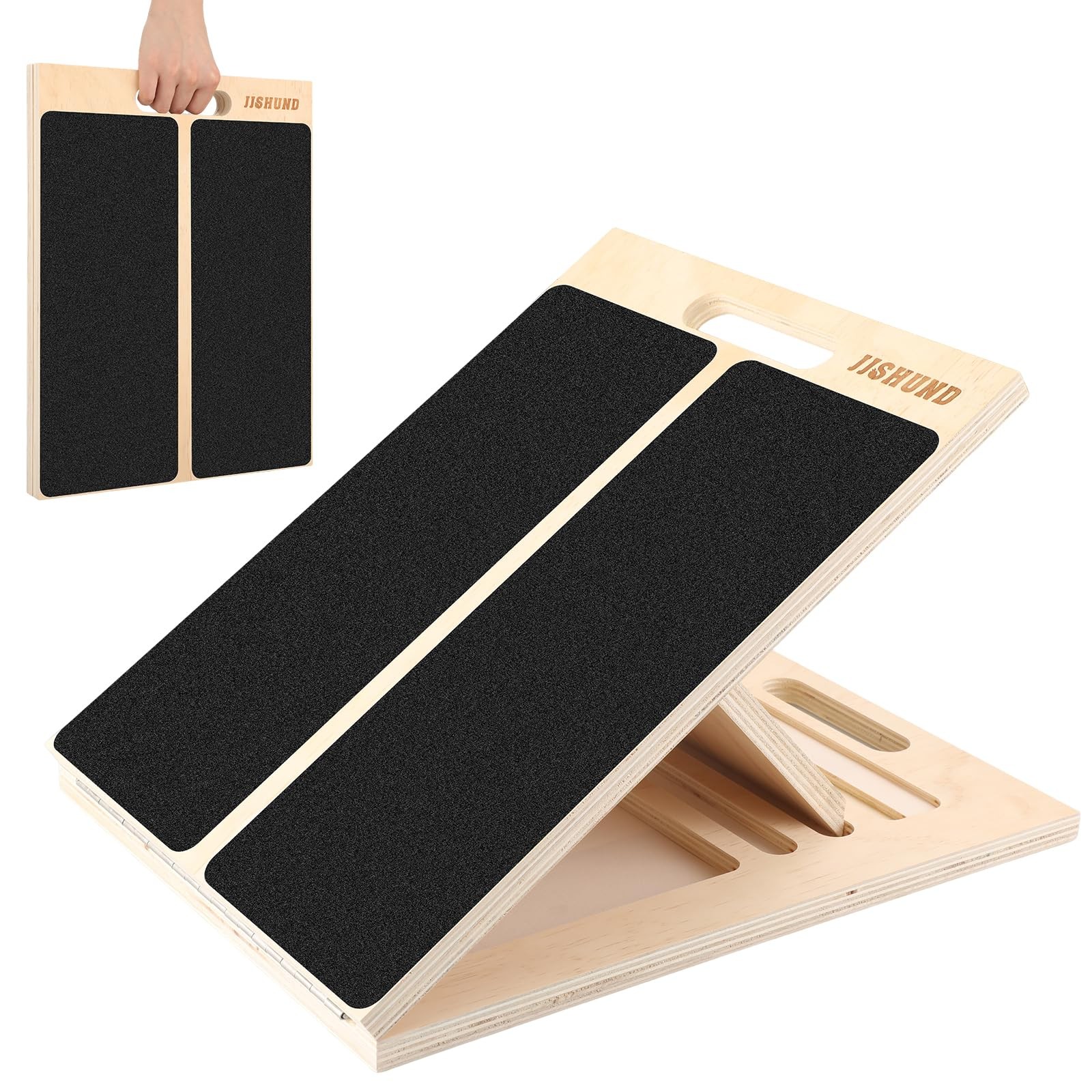 Portable Slant Board for Calf Stretching, Adjustable Wooden Calf Stretcher In...