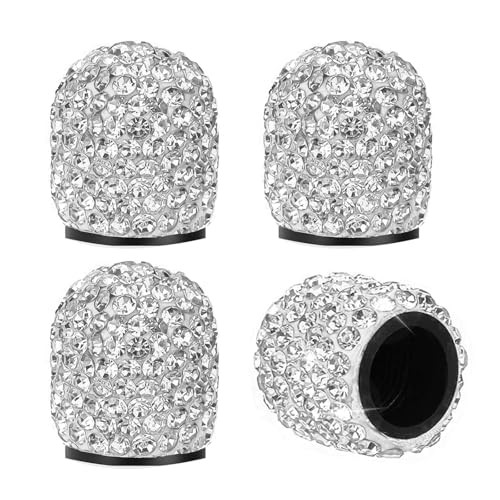 Bling Tire Valve Stem Caps 4 Pack Crystal Tire Caps Shinny Silvery-4p